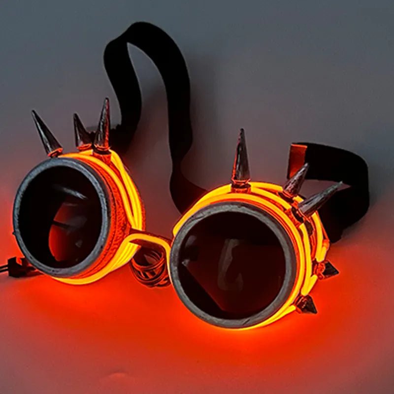 orange Cyberpunk Glowing Goggles Luminous LED Sunglasses rave outfit festival accessories