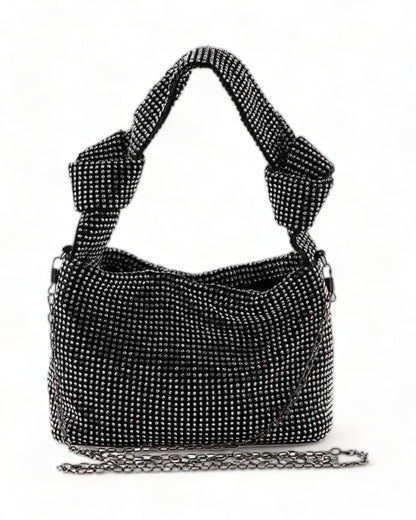 black Handmade Rhinestone Diamond Knot Bag festival accessories bolsa