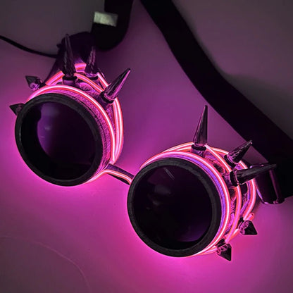 pink Cyberpunk Glowing Goggles Luminous LED Sunglasses rave wear festival accessories